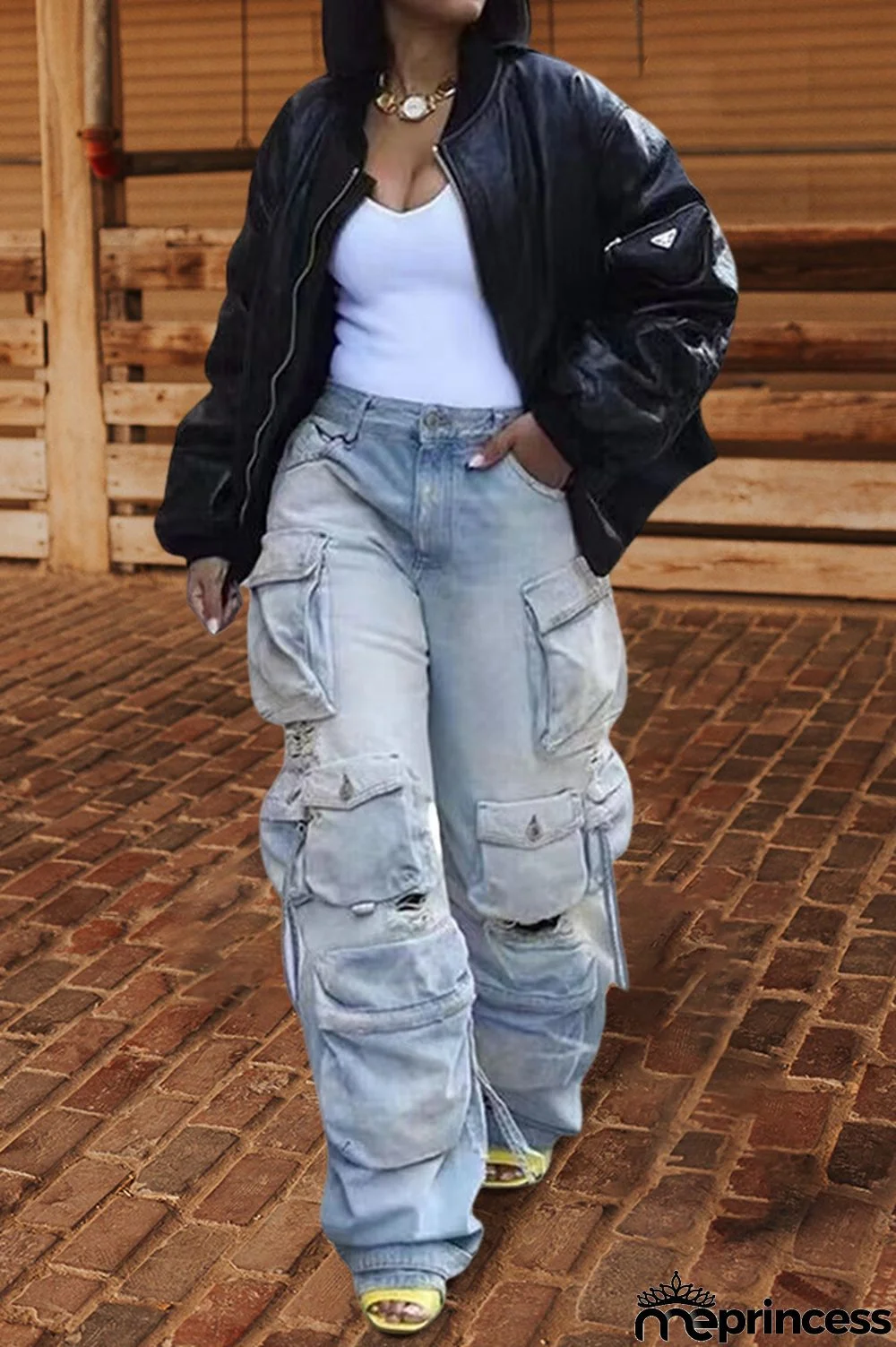 Retro Casual Multi-pocket Jeans