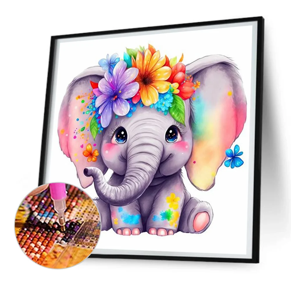 Diamond Painting - Full Round Drill - Flowering Elephant(Canvas|30*30cm)