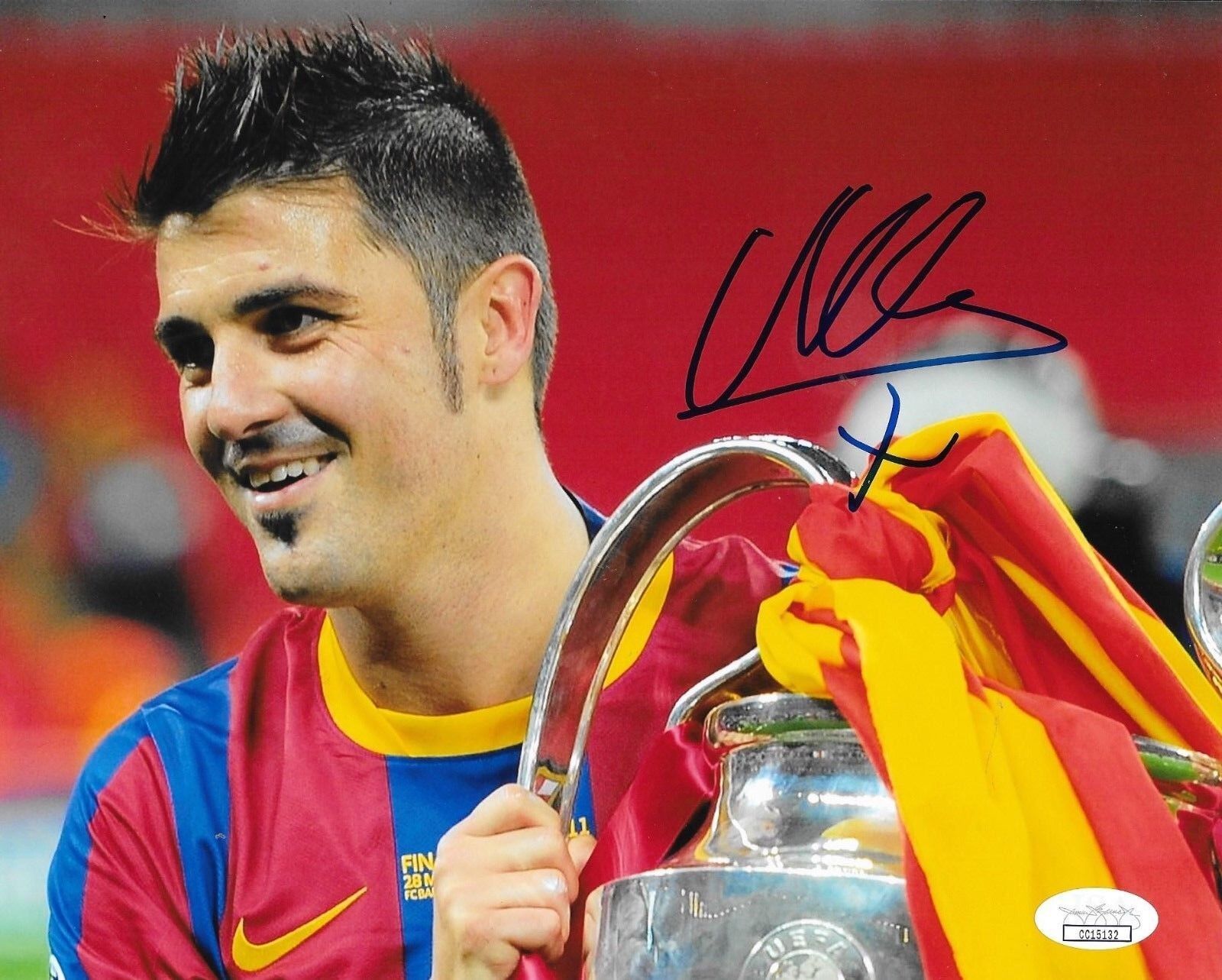 David Villa New York City FC signed Spain Soccer 8x10 Photo Poster painting Barcelona JSA