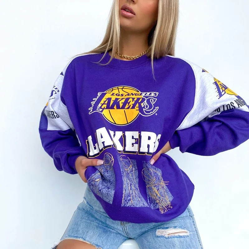 Women's Support  Los Angeles Laker Basketball Print Sweatshirt