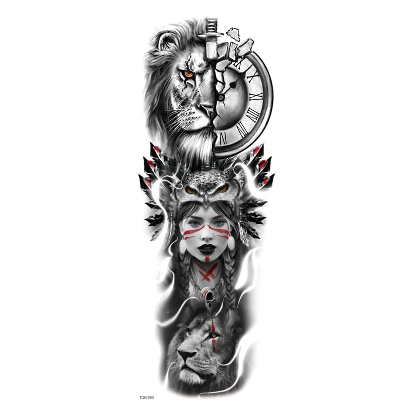 Fake Tattoo Dragon For Men Waterproof Sleeves Angel Tiger Snake Animal Stickers Waterproof Temporary Tattoos Skeleton Hand