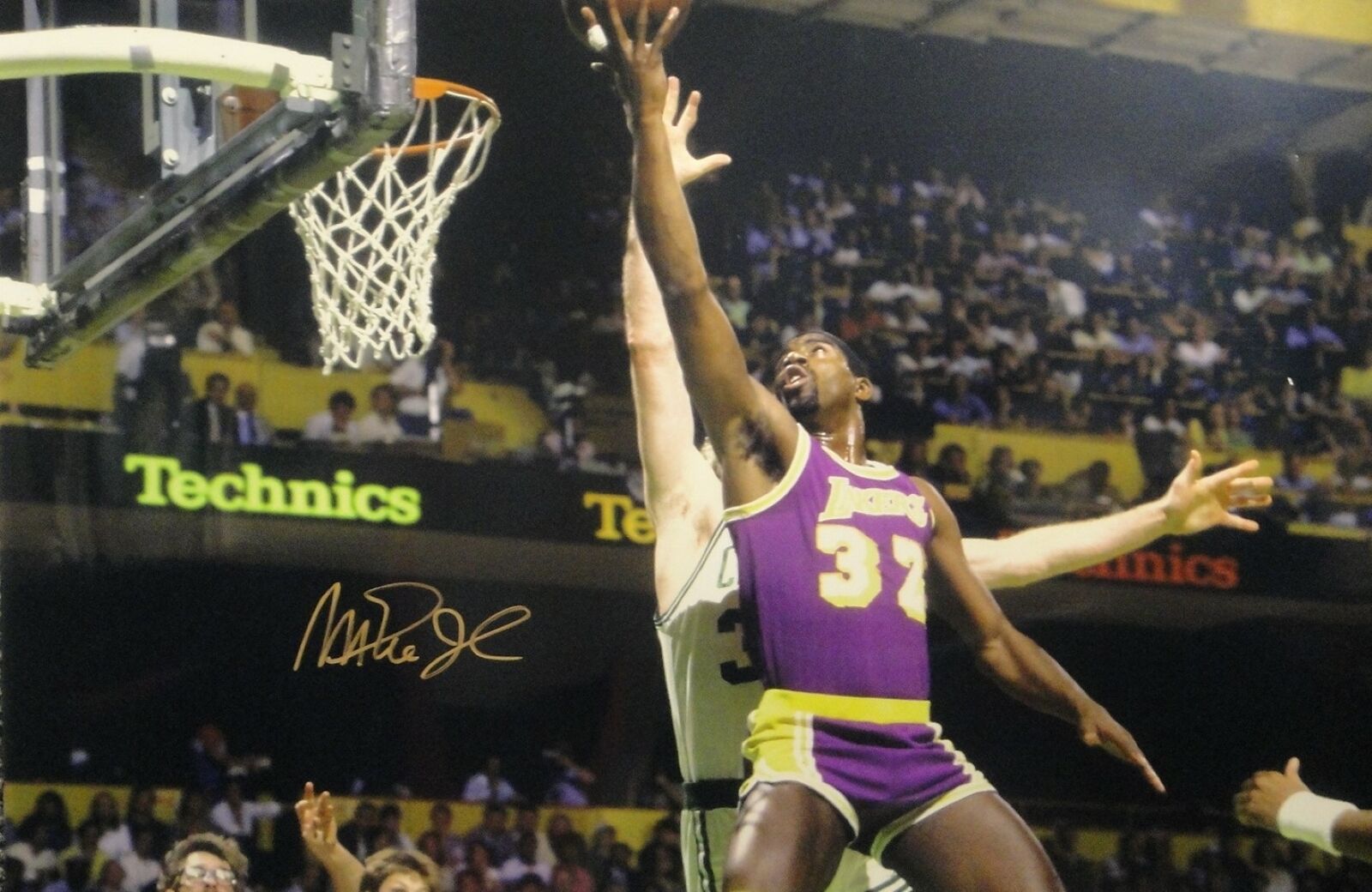 Magic Johnson Hand Signed Autographed 20x30 Huge Photo Poster painting Purple Jersey Finger Roll