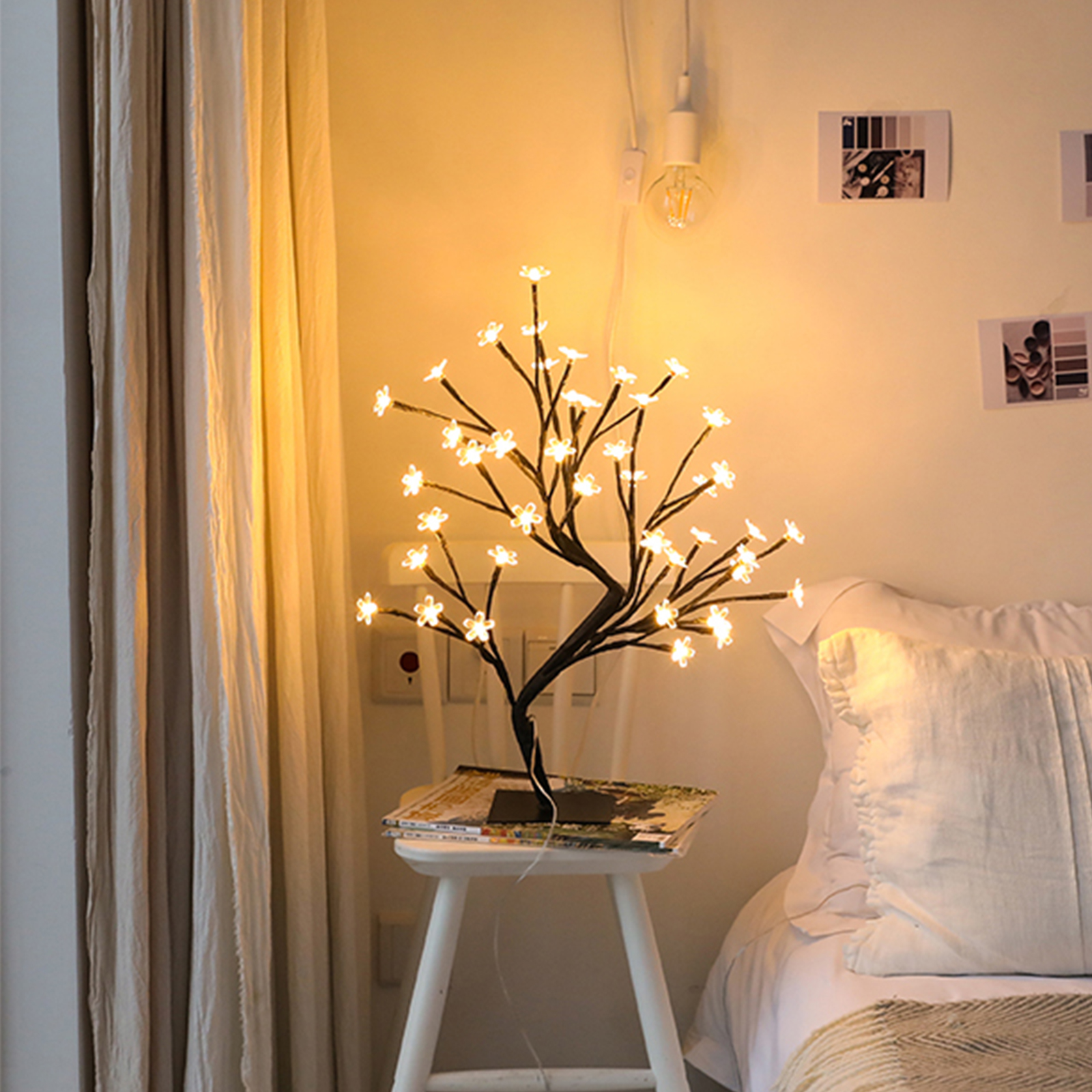 

Cherry Blossom Tree 48 LED Bonsai USB Sakura-Night Light, Bauhinia flower 36 lights (black tree) usb, 501 Original