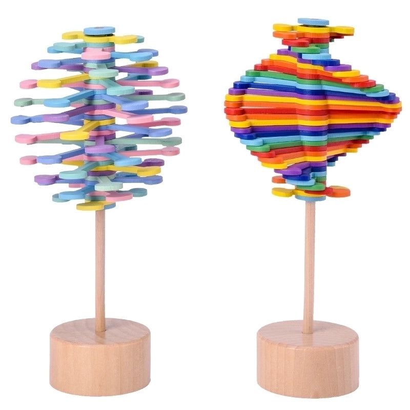 Wooden Color Rotating Lollipop Young Children Early Education Cognitive Creative Toys