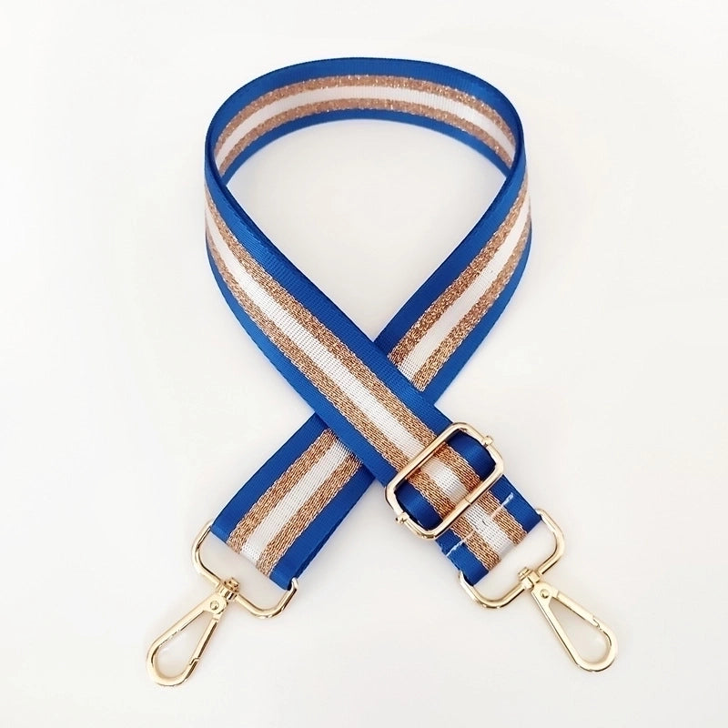 New Colorful Nylon Wide Shoulder Strap Bright Gold Thread Purse Accessories Strap Adjustable Shoulder Crossbody Replacement Long Strap