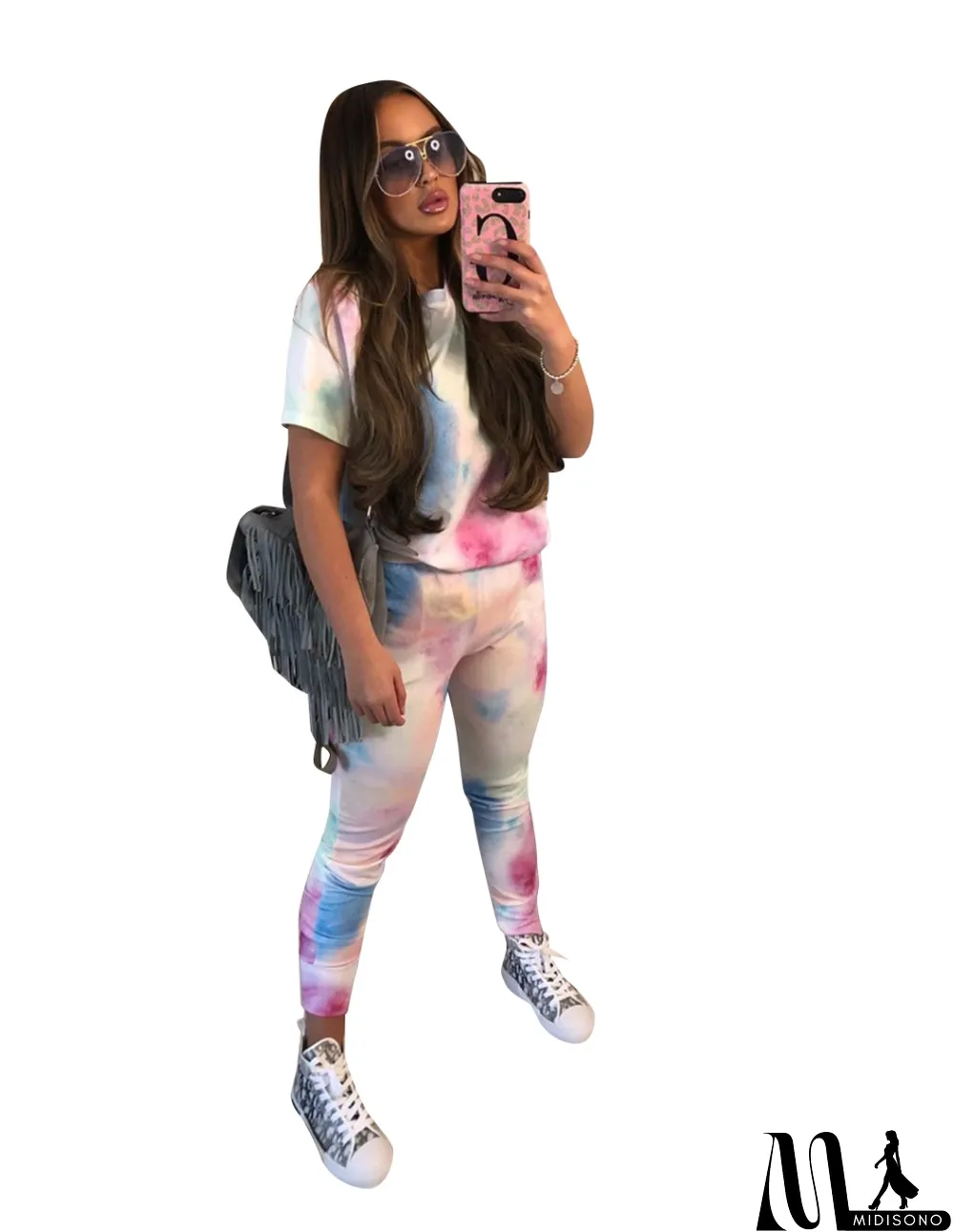 MidiSono - Summer Tie Dye Two Piece Leisure Pants Set