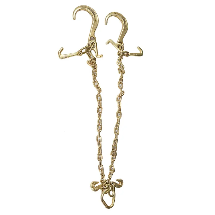 SEBLAFF 5/16 Inch x 3 ft Long G70 V-Chain Bridle with 8 Inch Medium J Hooks, T- Hook & J-Hook with Grab Hooks Truck Wrecker