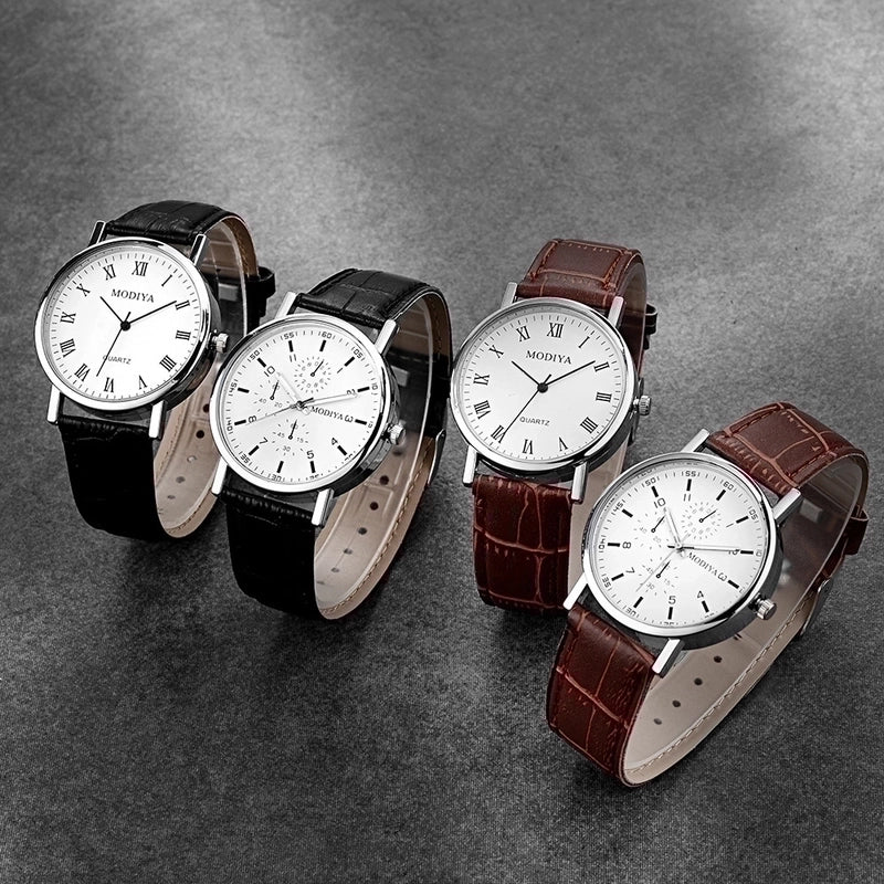 5 Pieces Casual Round Buckle Quartz Men’s Watches