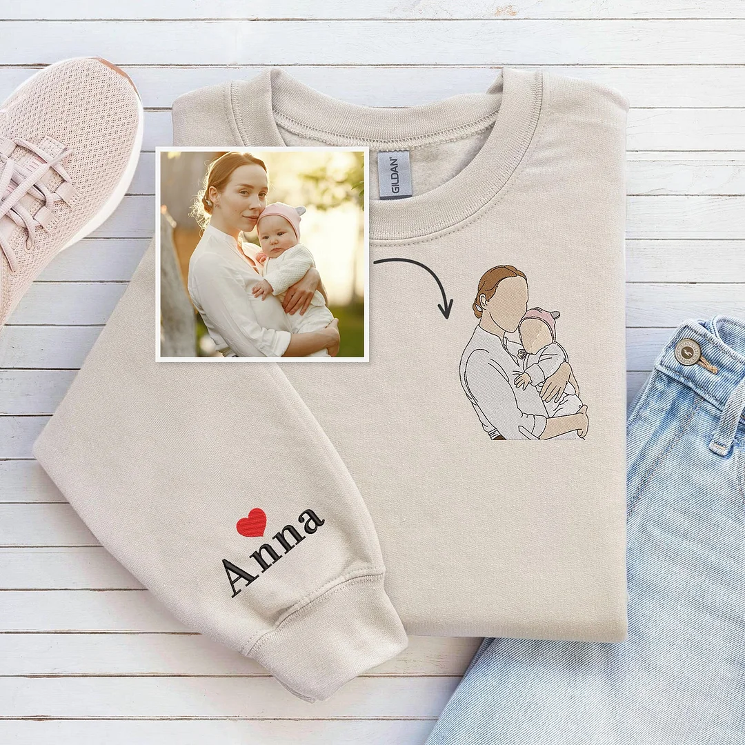 Custom Embroidered  Sweatshirt, Embroidered gift for Mother's Day