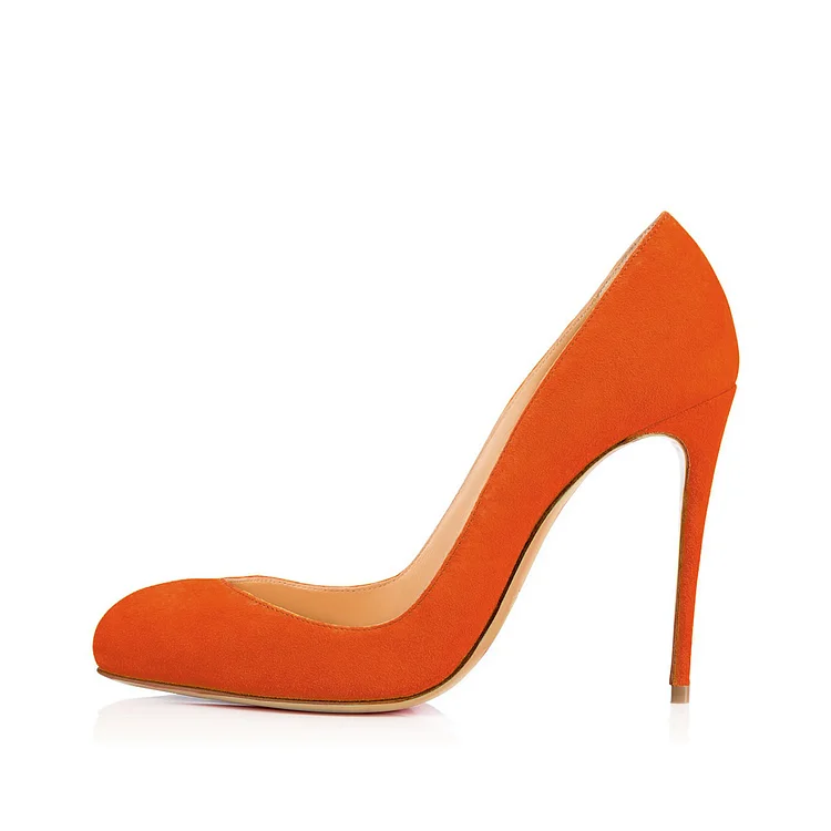Escarpins à bout pointu orange avec talons aiguilles Flusfy