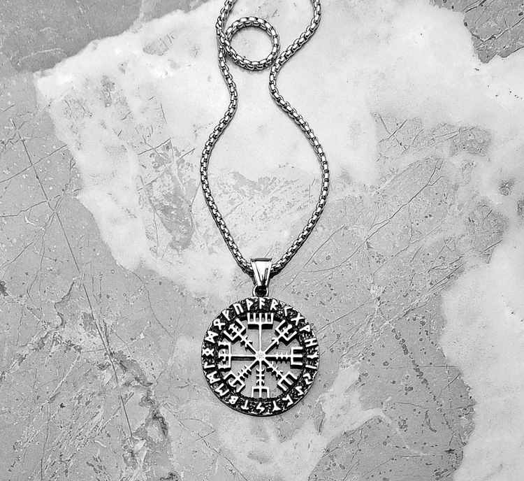 Coutureaura Nordic Vikings Hollow Compass Pendant Necklace