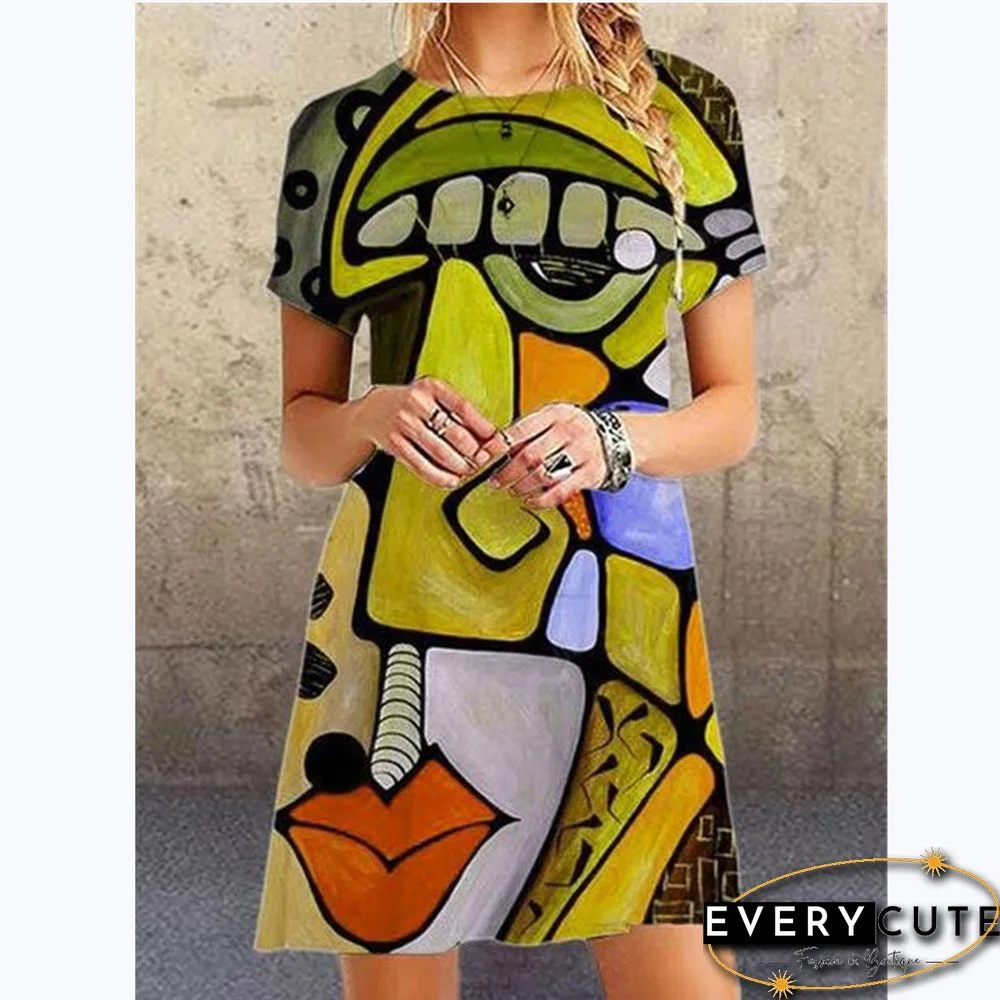 Fashion Printed Large Size Loose Dress