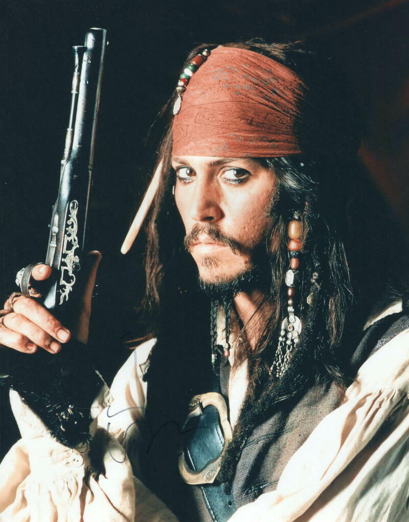 JOHNNY DEPP SIGNED AUTOGRAPH 11X14 Photo Poster painting - CAPTAIN JACK SPARROW, DISNEY PIRATES