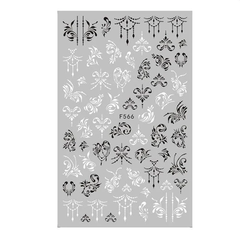 1PC 3D Nail Stickers Fan Leaf Dried Flower Shiny Sliders Nail Art Decorations Lucky Clover Pattern Foil Nail Art Manicure-Nail Inspo