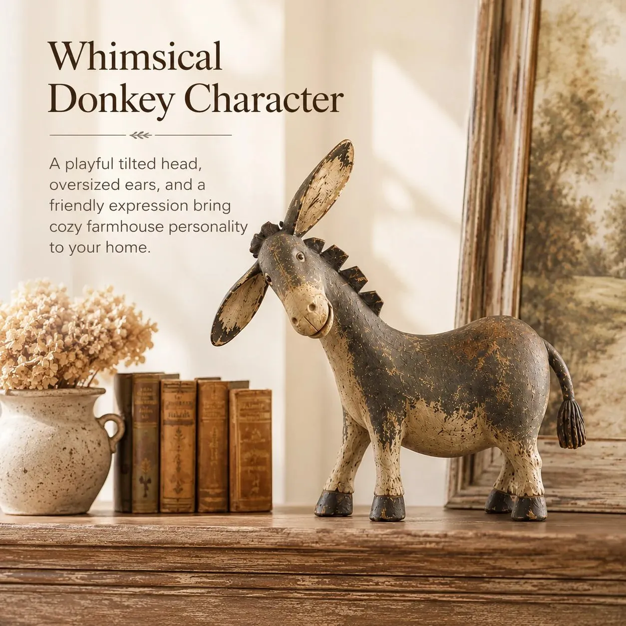Whimsical donkey figurine character