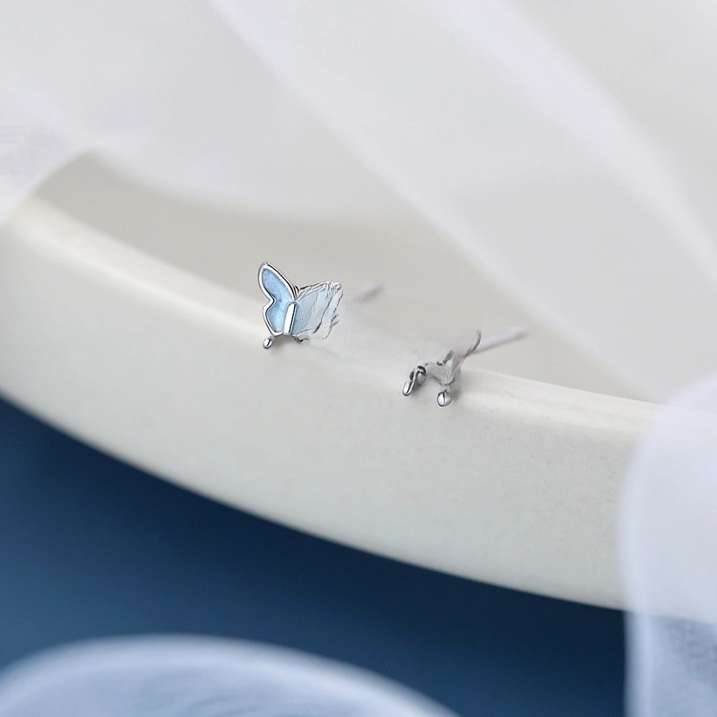 1 Pair 925 Sterling Silver Butterfly Ear Studs