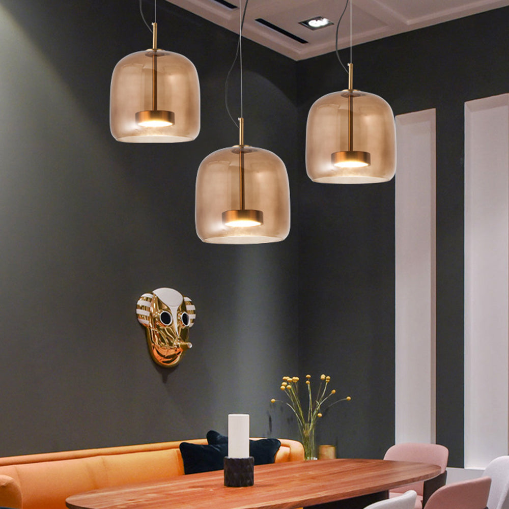 Modern Long Smoked Glass LED Pendant Light