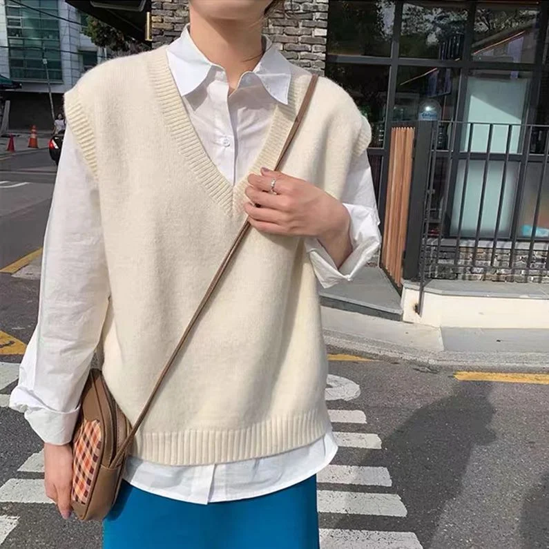 Solid Women Sweater Vest Pullover Japanese Style Ulzzang Fresh Lovely Students High Quality Leisure Loose All Match Trendy Girls