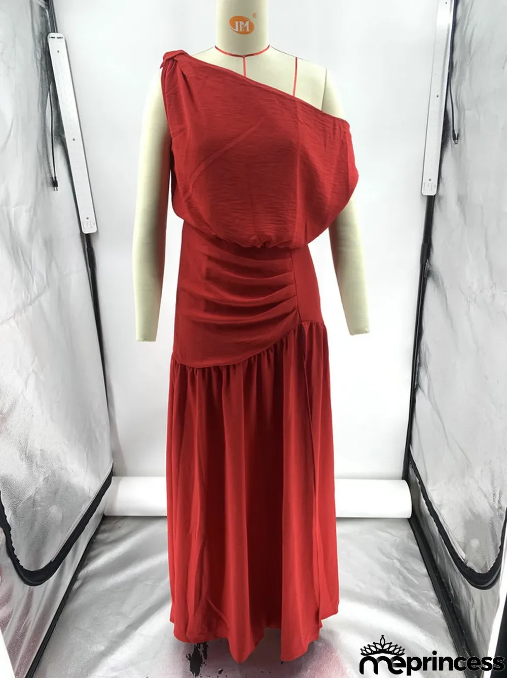 Solid Sexy Slash Shoulder Off-Shoulder Slim Waist Slit Gown Dress