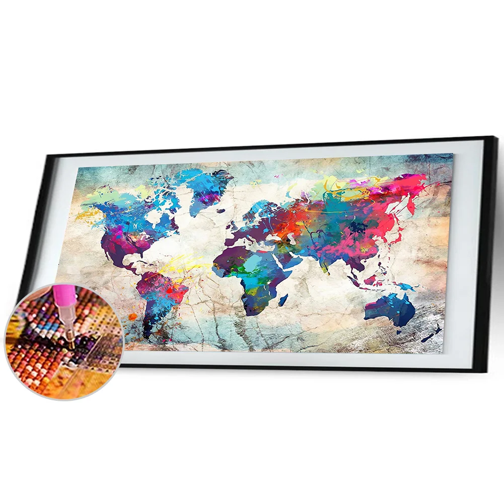 Diamond Painting - Full Square Drill - Color World Map(80*40cm)