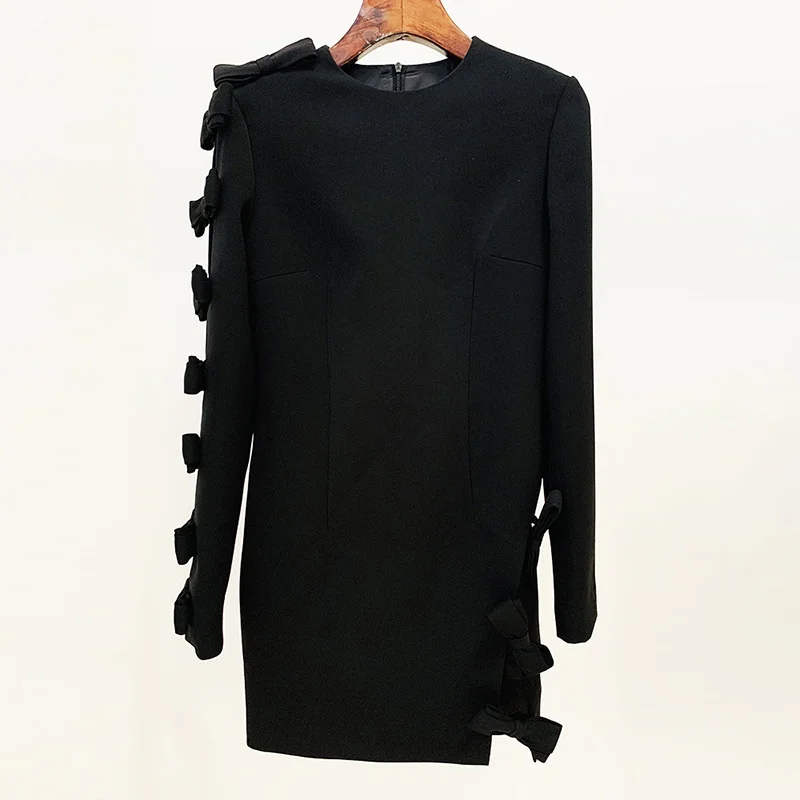 Nigikala Nigikala Early Autumn New Star Fashion Personality Asymmetric Hollow Bow Dress