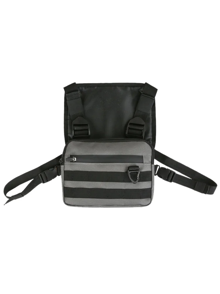 Oxford Cloth Vest Chest Bag Men Women Street Shoulder Belt Pack (Grey)