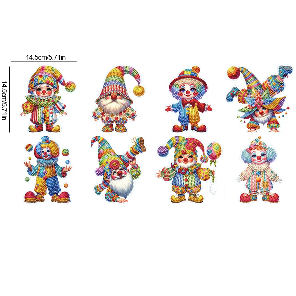 8Pcs 5D Diamond Painting Sticker Kit Diamond Art Stickers for Adults (Circus)