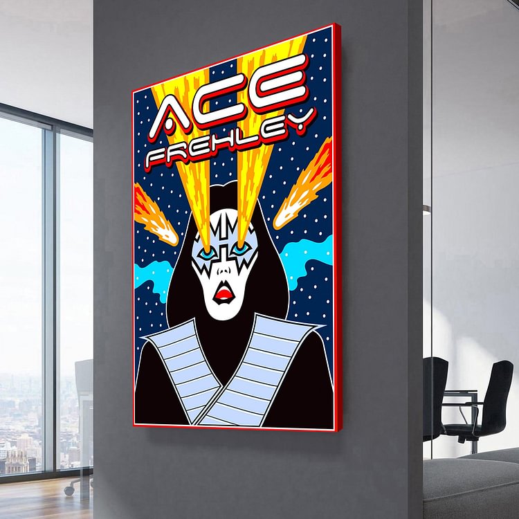 Kiss Guitarist Ace Frehley Poster Canvas Wall Art MusicWallArt