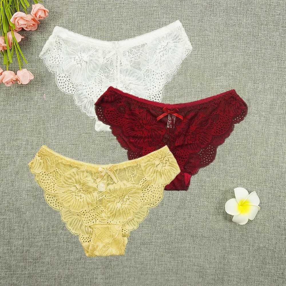 Billionm Panties Women Tangas Full Lace Sexy Underwear Transparent Thongs Hollow Out Underpants Wholesale Stringi Femme Pants