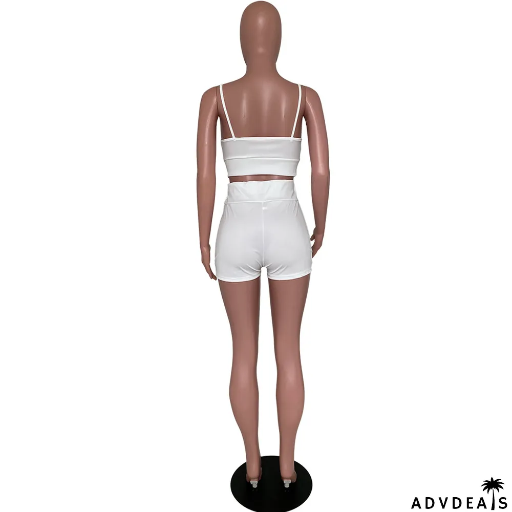 Solid Cami Top And Short Two Piece Sets