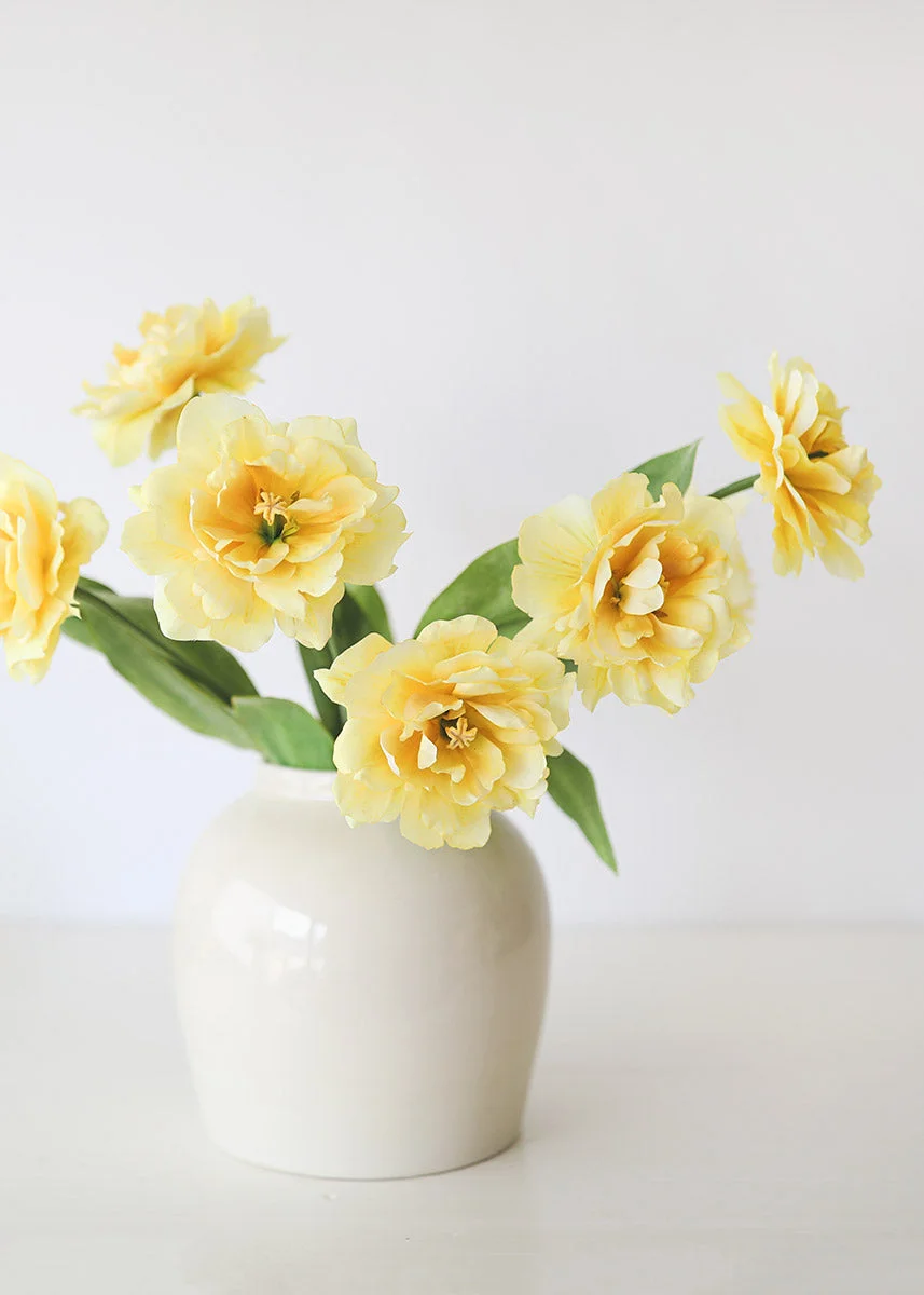 Ruffle Yellow Faux Tulip Flower - 25"