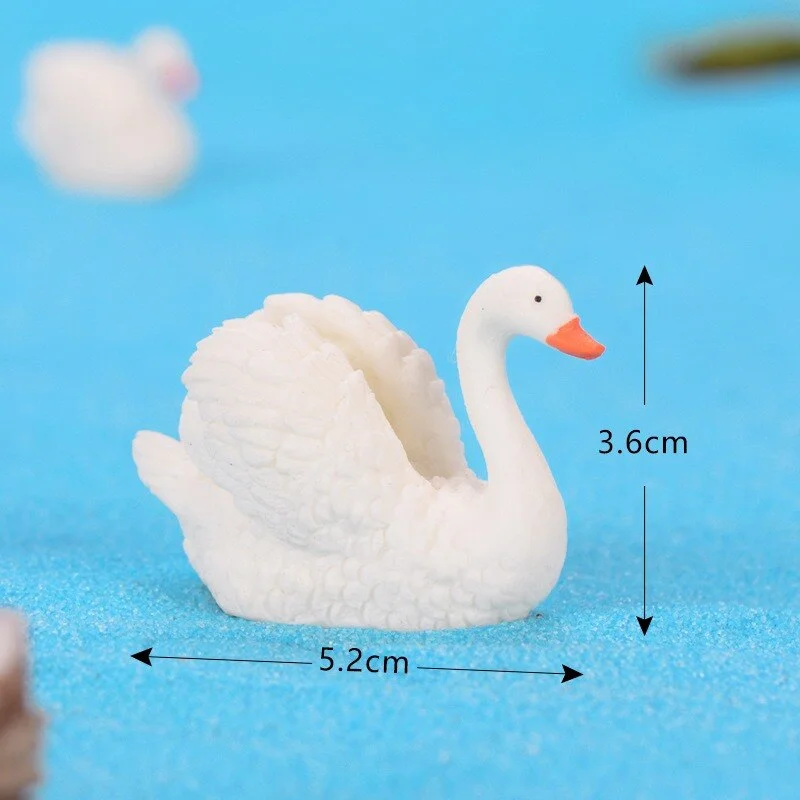 Black White Mini Cute Goose Swan Model Aquariums Ornaments Fairy Garden Decoration Miniature Figurine DIY Cake Decoration  Home