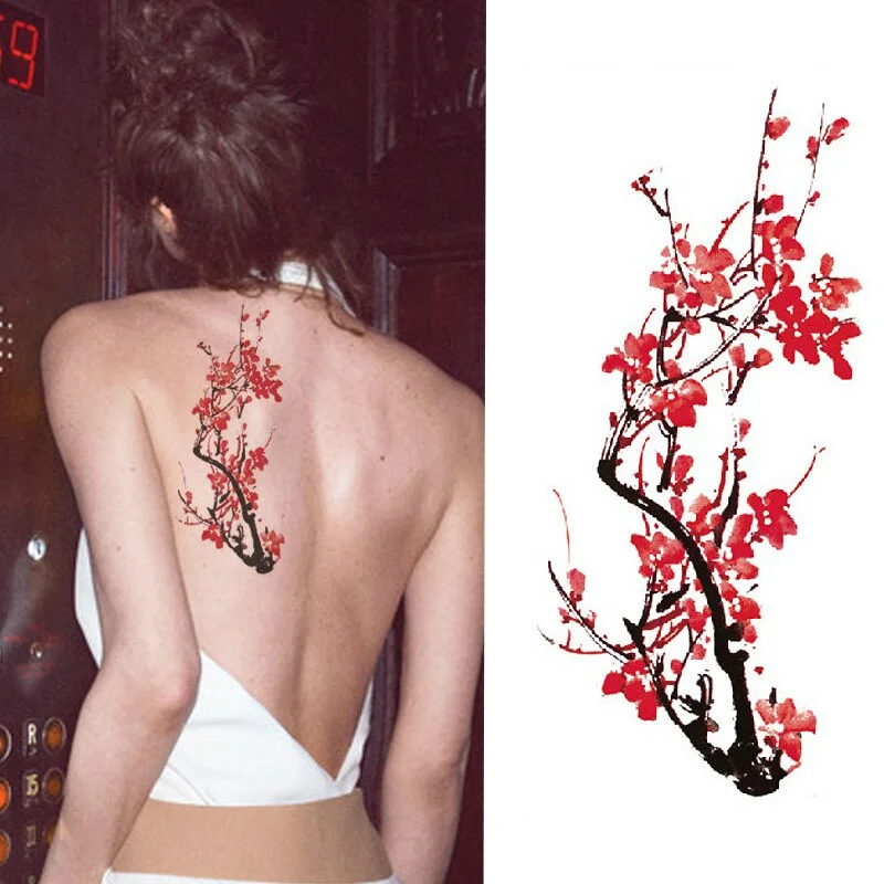 2017 Waterproof temporary tattoos stickers sexy romantic dark rose flowers henna fake body art flash tattoo sleeve