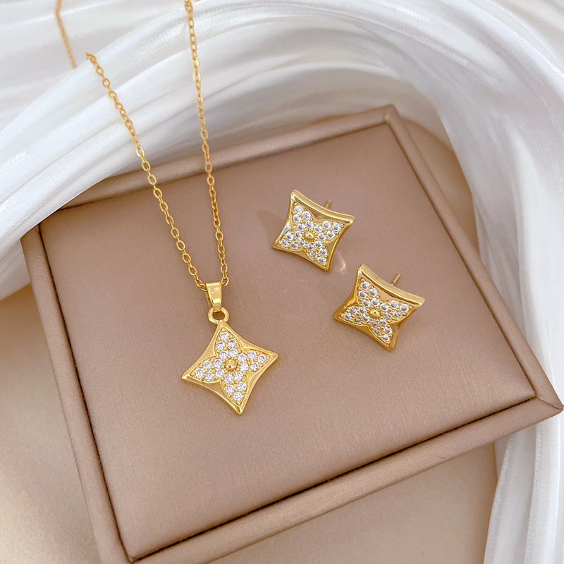 Korean Cosmos Geometric Titanium Steel Electroplating Earrings