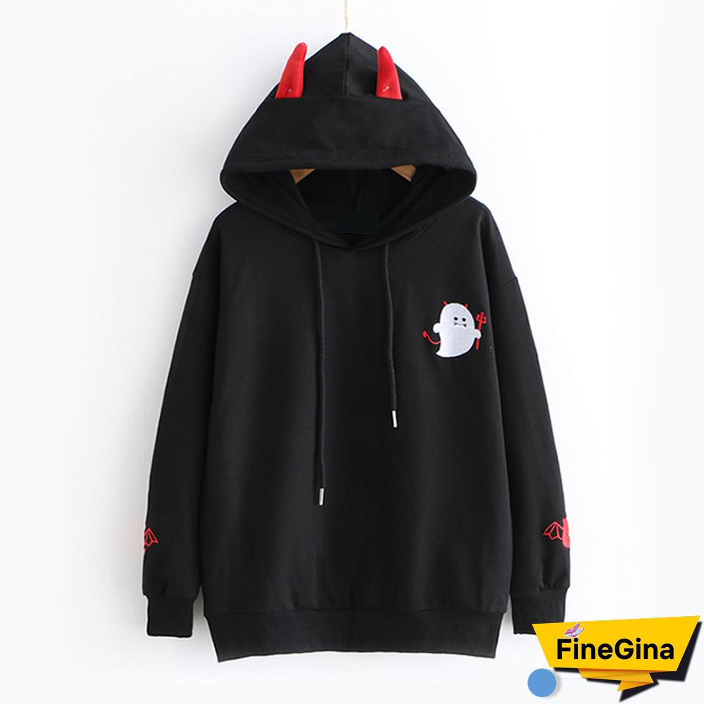 Little Cute Devil Print Hoodie