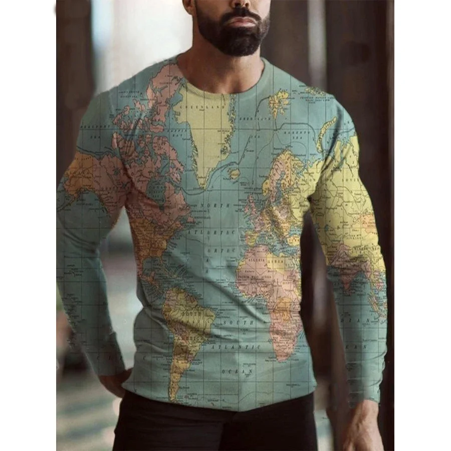 Mens Fashion Map Print T-shirt / [viawink] /