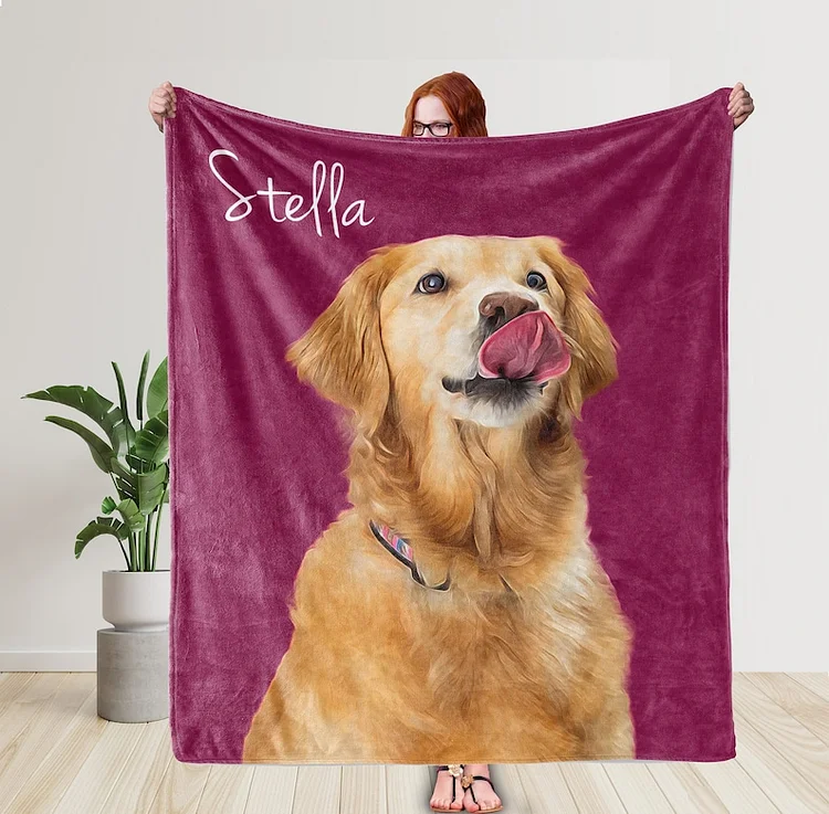 Custom Dog Face Blankets, Personalized Pet Photo Blanket, Custom Dog Blankets, Customized Photo Throws, Dog Dad Gifts, Pet Lover Gifts, 21 Color Option[personalized name blankets][custom name blankets]