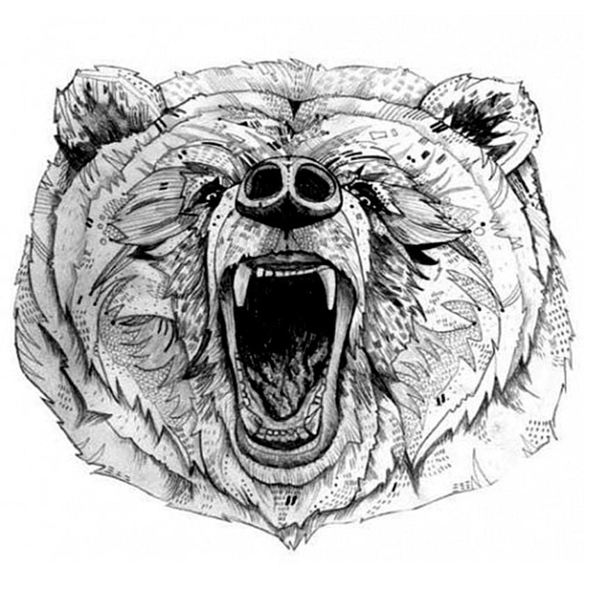 The Roaring Bear Temporary Tattoo Women Bear Tattoos Adhesive Animal Tattoo stickers Waterproof harajuku tattoo sexy men