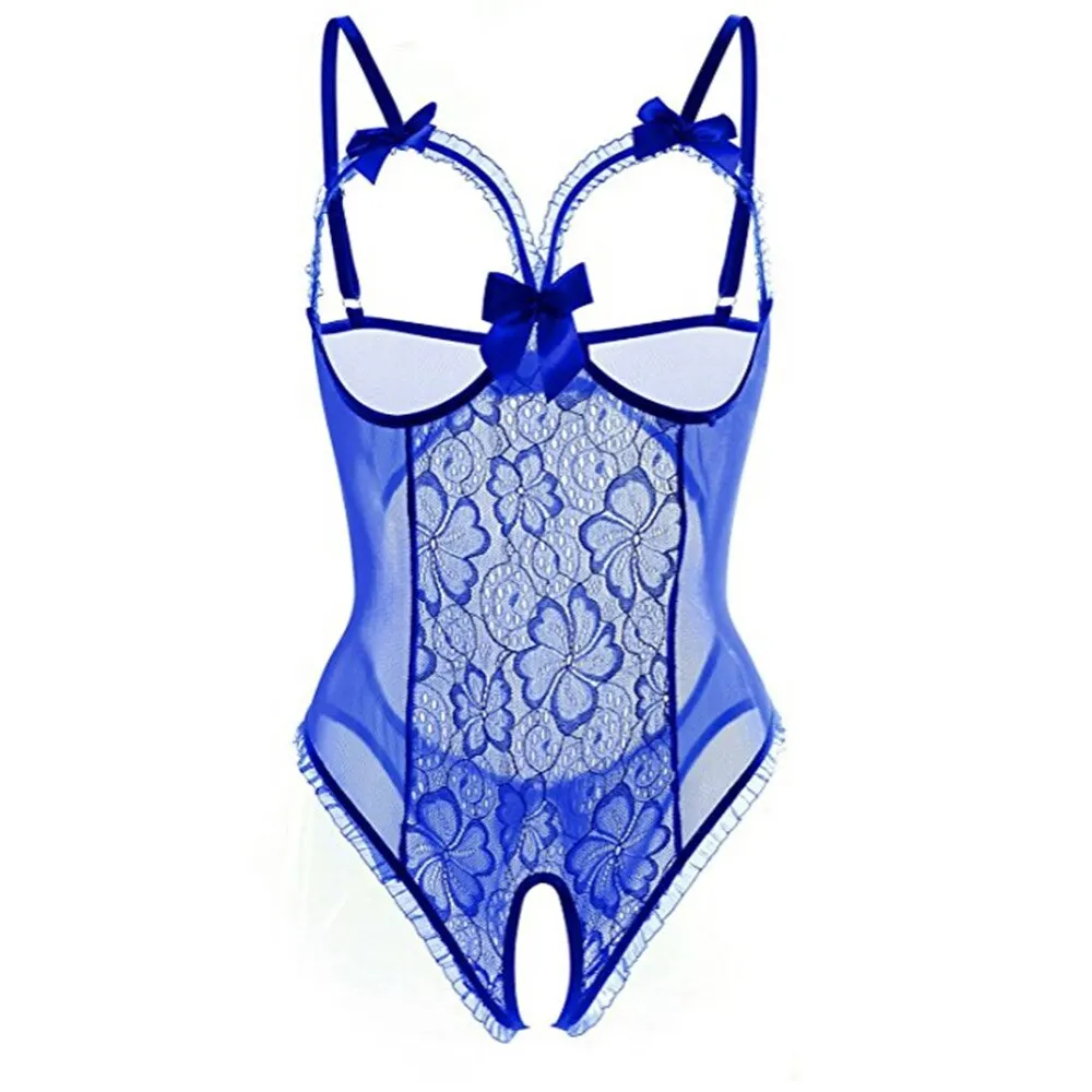 Fashion Sexy Women Exotic Apparel Attraction Hollow Out Lace Perspective With Silver Lingerie Ladies Underwear Plus Size 5 XL