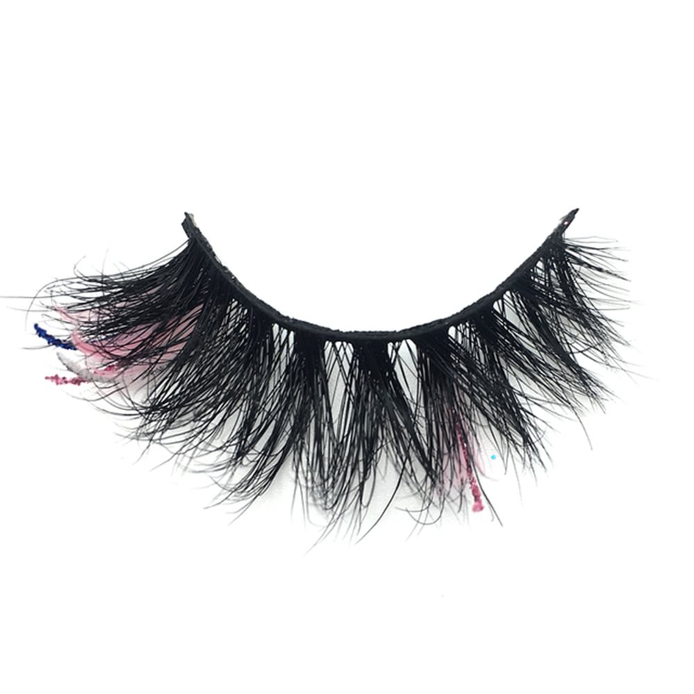 Shecustoms™ 25mm Colored False Eyelashes Glitter Mink Fake Eyelashes Extension Curly Lash