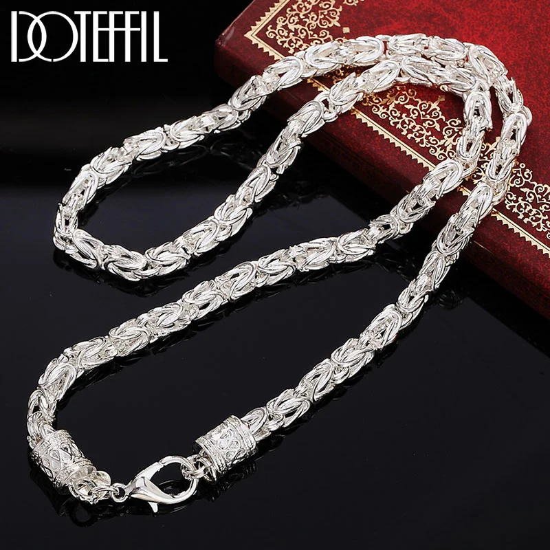 DOTEFFIL 925 Sterling Silver 20 Inch 5mm Faucet Chain Necklace For Women Man Jewelry