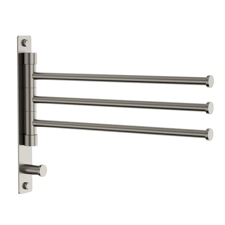 EVERSTEIN 12.5" Swivel Towel Rack with 3 Swing Arms and Bottom Hook Brushed Nickel 