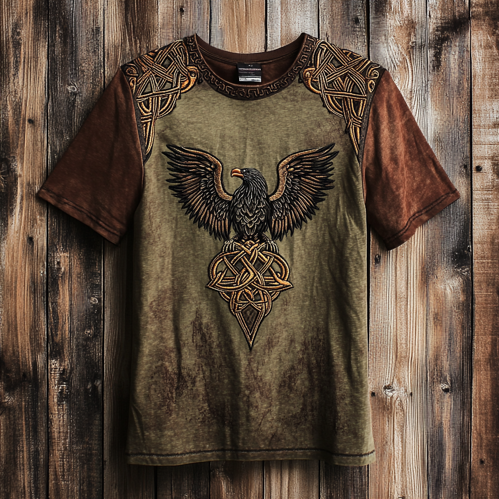 Men's Viking Life Of Tree Eagle Vintage Art T-Shirt