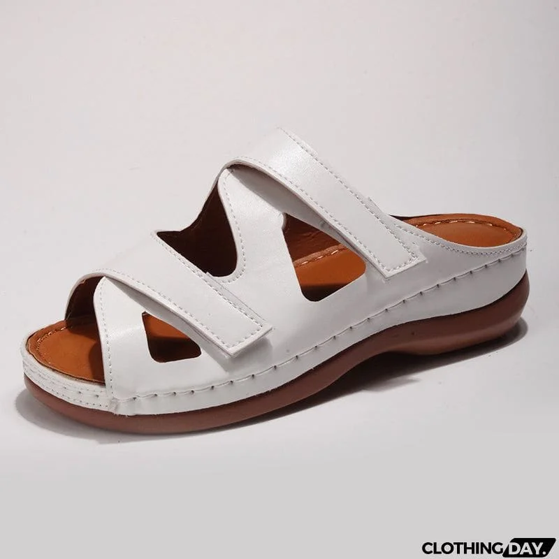 Summer Hollow Out Velcro Wedge Heel Casual Slippers for Women