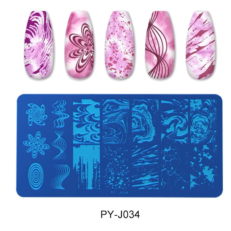 PICT YOU Nail Stamping Plates Marble Pattern Nail Art Plate Stencil Tools Stainless Steel Nail Design Stamping Template-Nail Inspo