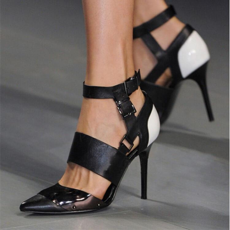TAAFO Suede Strappy Ankle Peep Toe Sandals