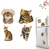 4PCS 2D/Flat Acrylic DIY Diamond Art Fridge Magnet Kit Bengal Cat Design DIY Art Fridge Magnet Refrigerator Sticker Magnetic Diamond Art Decor Refrigerator Mailbox Home Decoration DIY Crafts