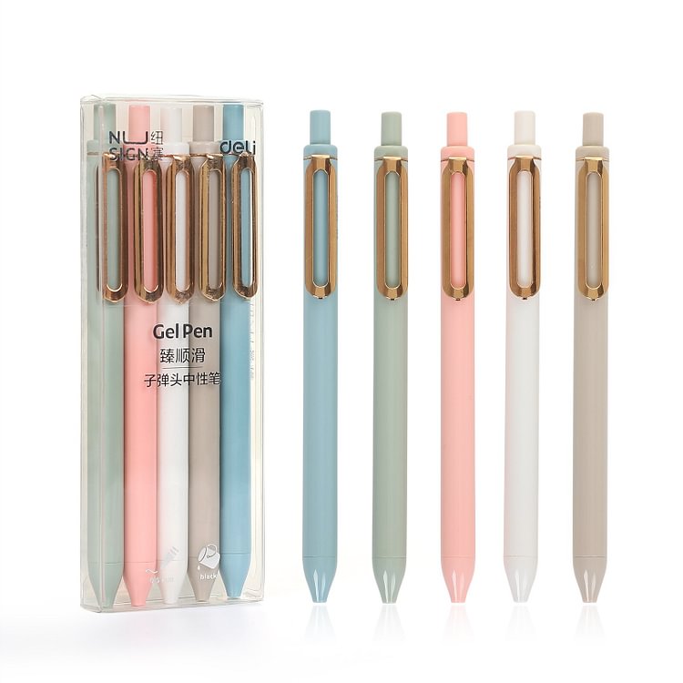 JOURNALSAY 5Pcs/Set Simple Bullet Gel Pen 0.5mm