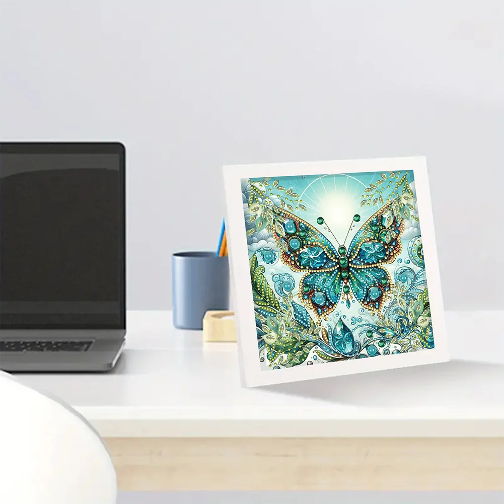 5D DIY Partial Special Shaped Drill Diamond Painting Kit Butterfly Decor(19.2*19.2cm)【With Frame】