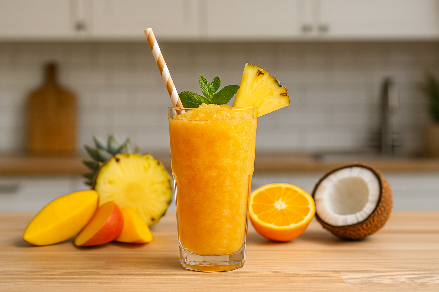 Recipe: Tropical Fruits Coconut Frozen Juice Slushie